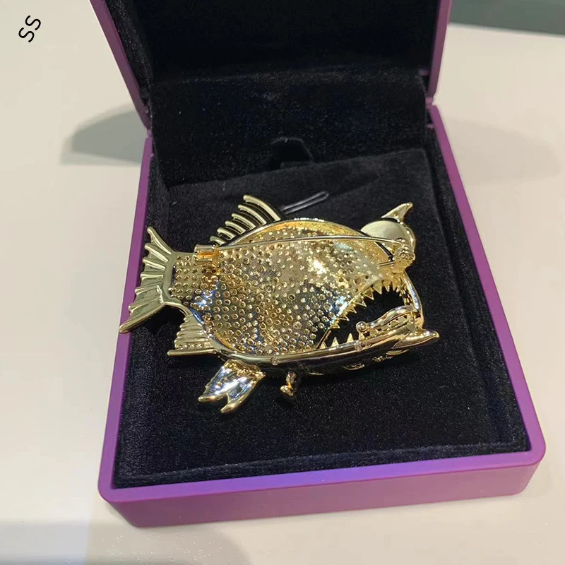 Original Design Piranha Brooch Double Luxury High Sense of Women's Fish Corsage Accessories Unique for Male/Female Clothing