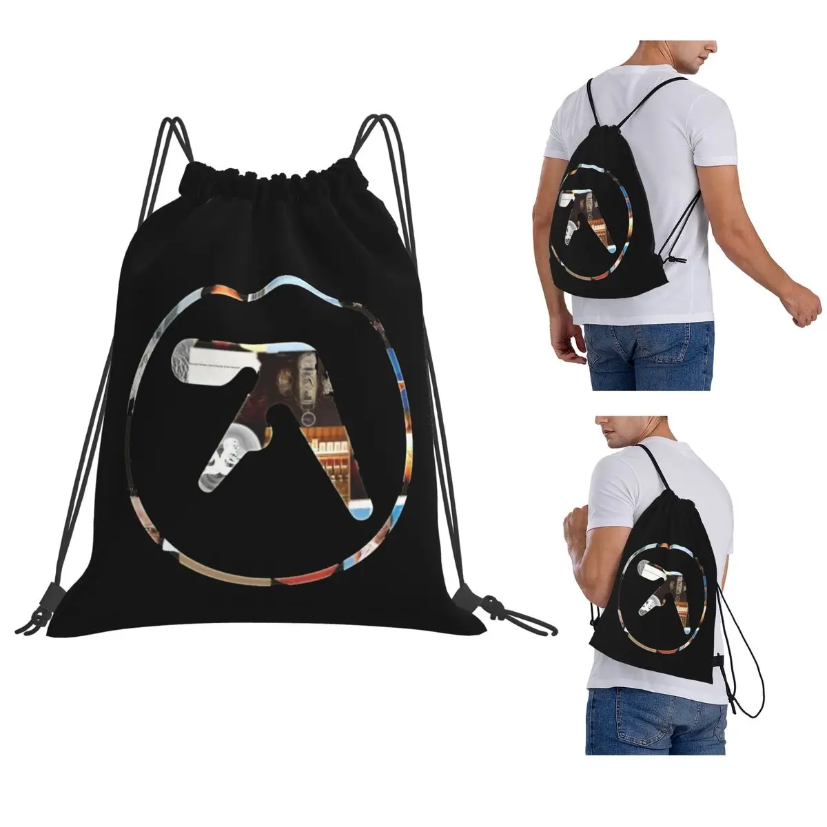 Aphex Twin Backpacks Multi-function Drawstring Bundle Pocket Sports Bag Book Bags for Travel Students