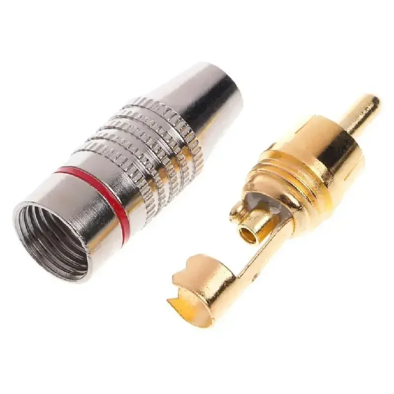 10pcs/20pcs RCA Male Plug Audio Video Locking Cable Connector Gold Plated      45mm RCA Male Plug Connectors