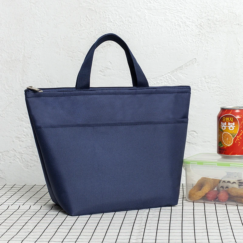 New Solid Color Waterproof Oxford Cloth Thickened Lunch Box Handbag Food Storage Bag