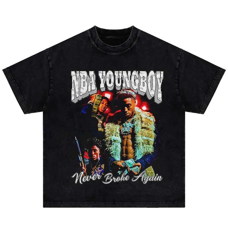 Vintage Portrait Graphic Print T-Shirt Hip Hop 2024 Harajuku Short Sleeve Punk Gothic Washed Tshirt Streetwear Loose Shirts Tops