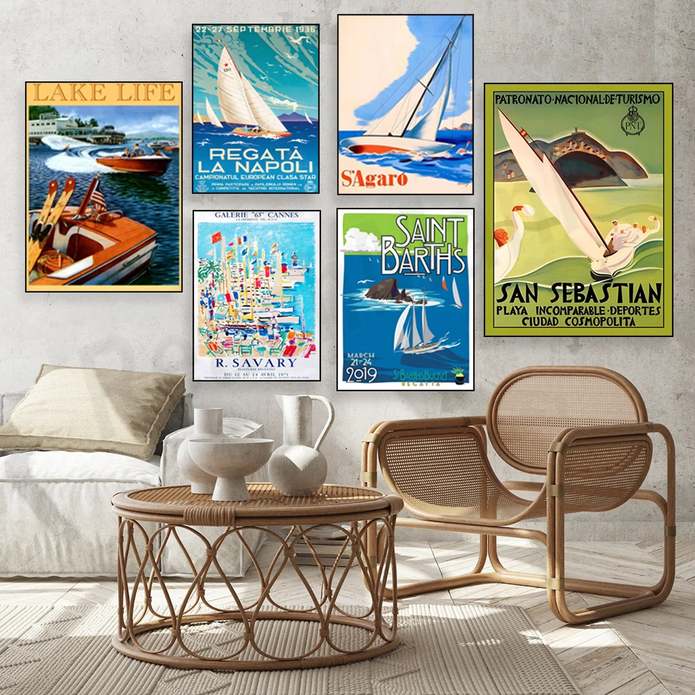 Sailing in St Barths, Cannes, France, regatta, nautical flags chart, maritime signal flags, sailing trophy, sailing yacht poster