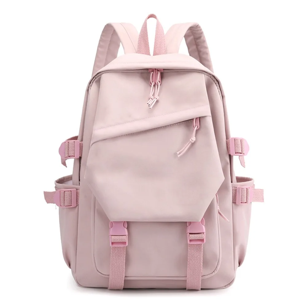 Multi-Function Nylon Backpack Solid Color Large Capacity Women Shoulder Bag Laptop Bagpack Korean Style Students Schoolbag