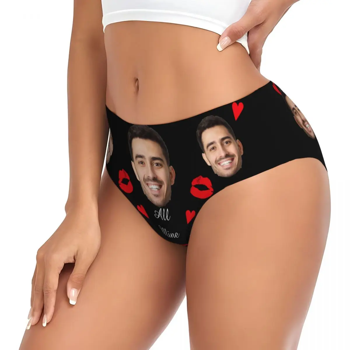Dámské personalizované kalhotky s fotografií obličeje na Valentýna, bezešvé spodní prádlo, neviditelné kalhotky s plným pokrytím - náhled 3