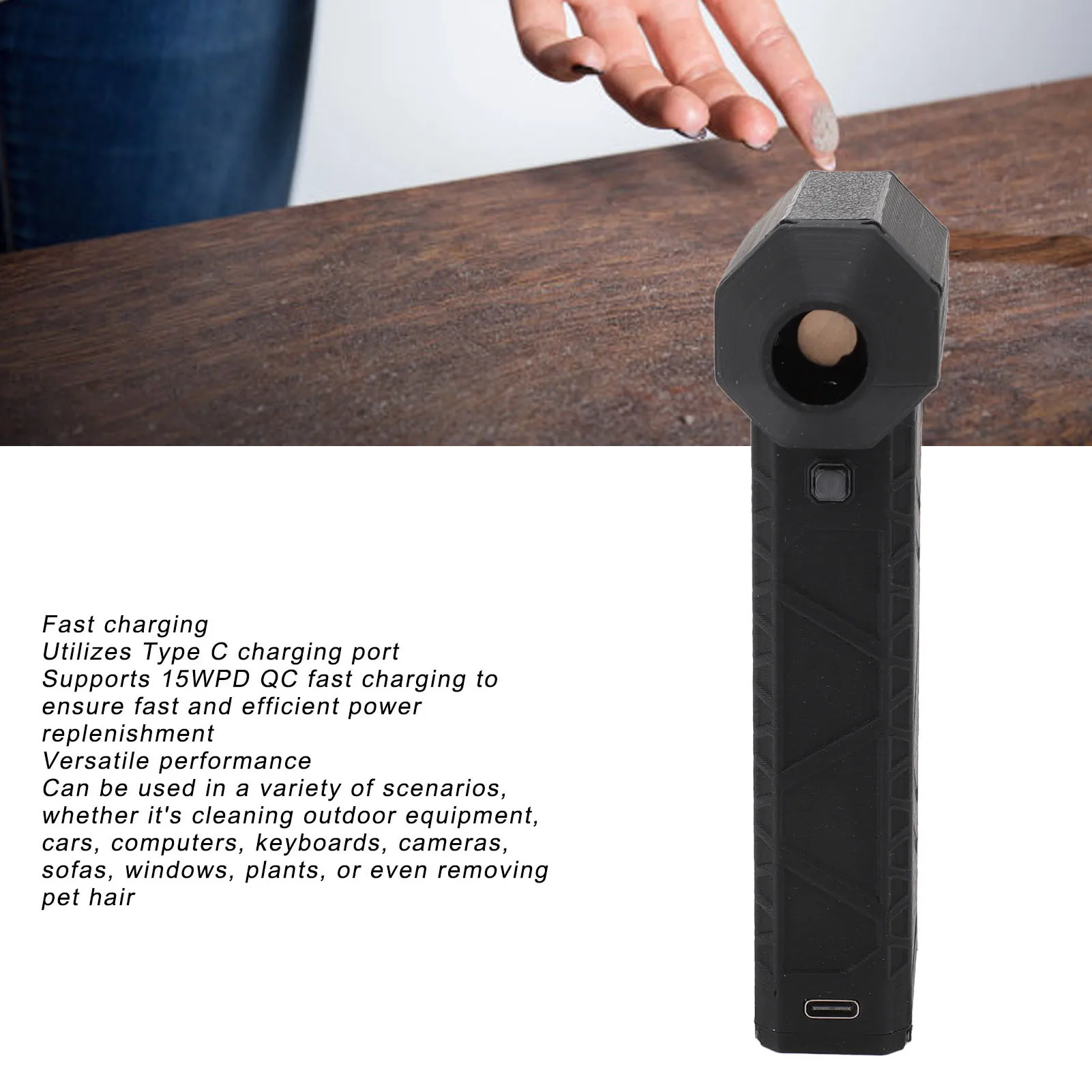 Electric Jet Duster 300000RPM Portable Heat Resistant Type C Fast Charging Speed Adjustable Jet Blower for Keyboard