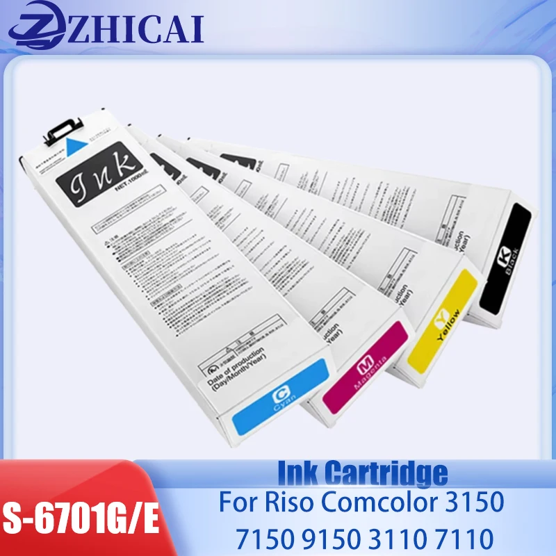 

S-6701 S-6702 S-6703 S-6704 G/E Ink Cartridge with chip Compatible For Riso Comcolor 3150 7150 9150 3110 7110 Printer 1000ML