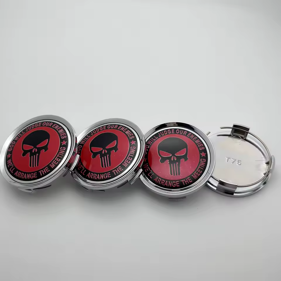 4X 75mm Punisher Schädel Radkappe Nabendeckel