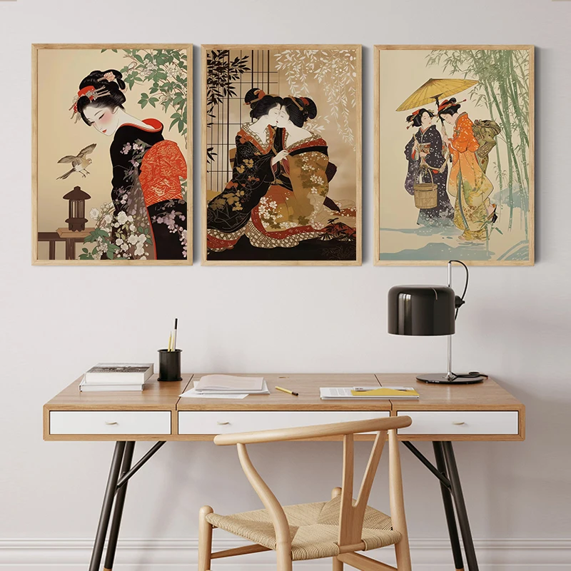 الكلاسيكية Ukiyoe الرجعية اليابانية الساموراي الثقافة اليابانية التقليدية المشارك قماش لوحات صور فنية للجدران لغرفة ديكور المنزل #2