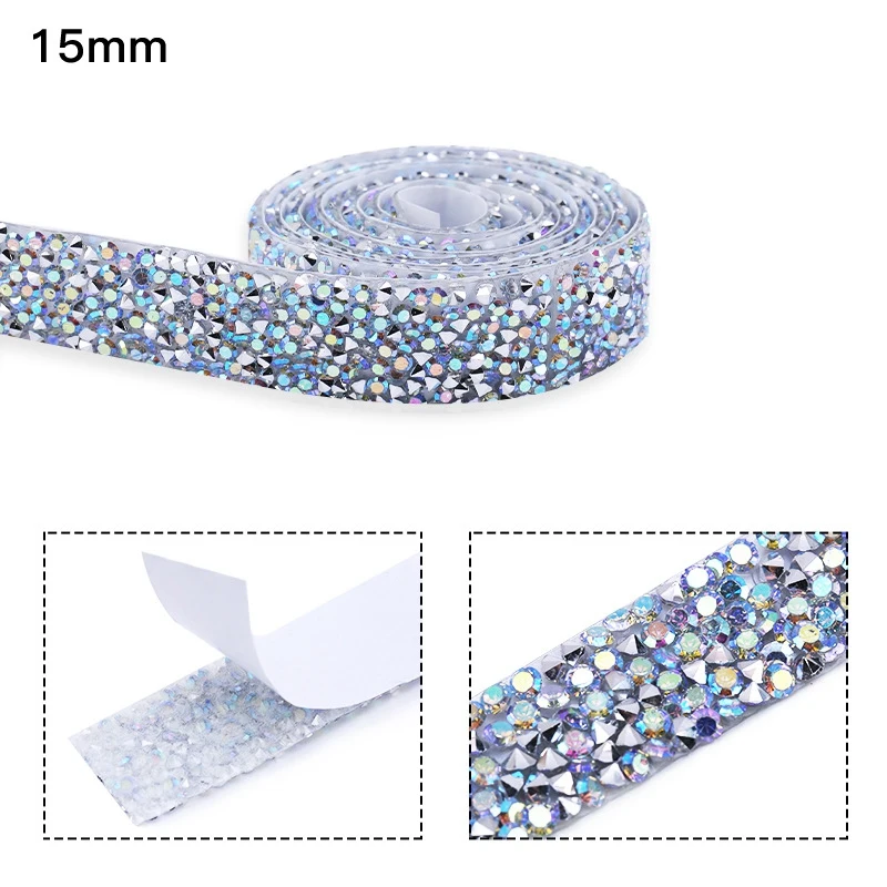 SEWS-1Yard Rhinestones Resin Trim Strass Decorative Tape Handmade Rhinestone Tape Applicator Ribbon With Appliques