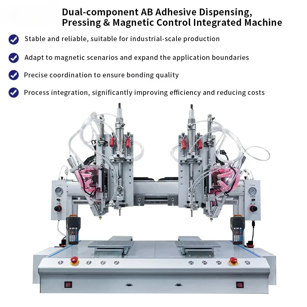 CNC AB Glue Dispensing Machine and Magnets Assembly Automatic 3 Axes Glue Dispensing Machine Double Head Silicon Dispenser