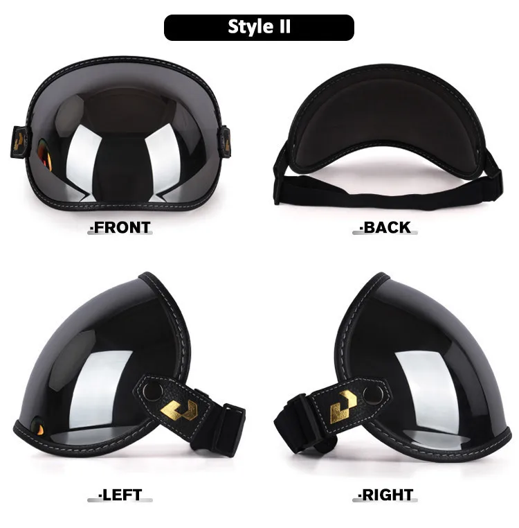 Uchoose fit alle Vintage Retro offenes Gesicht Halbhelm Motorrad Helm Bubble Shield Visier Linse Sonnenbrille Brille Zubehör – Detail 7