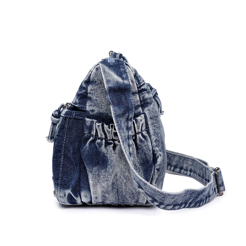 Washed Denim Shoulder Bags Women Small Canvas Messenger Bags Girls Fashion Cloth Satchels Young Girl Book Bags Crossbody Bags