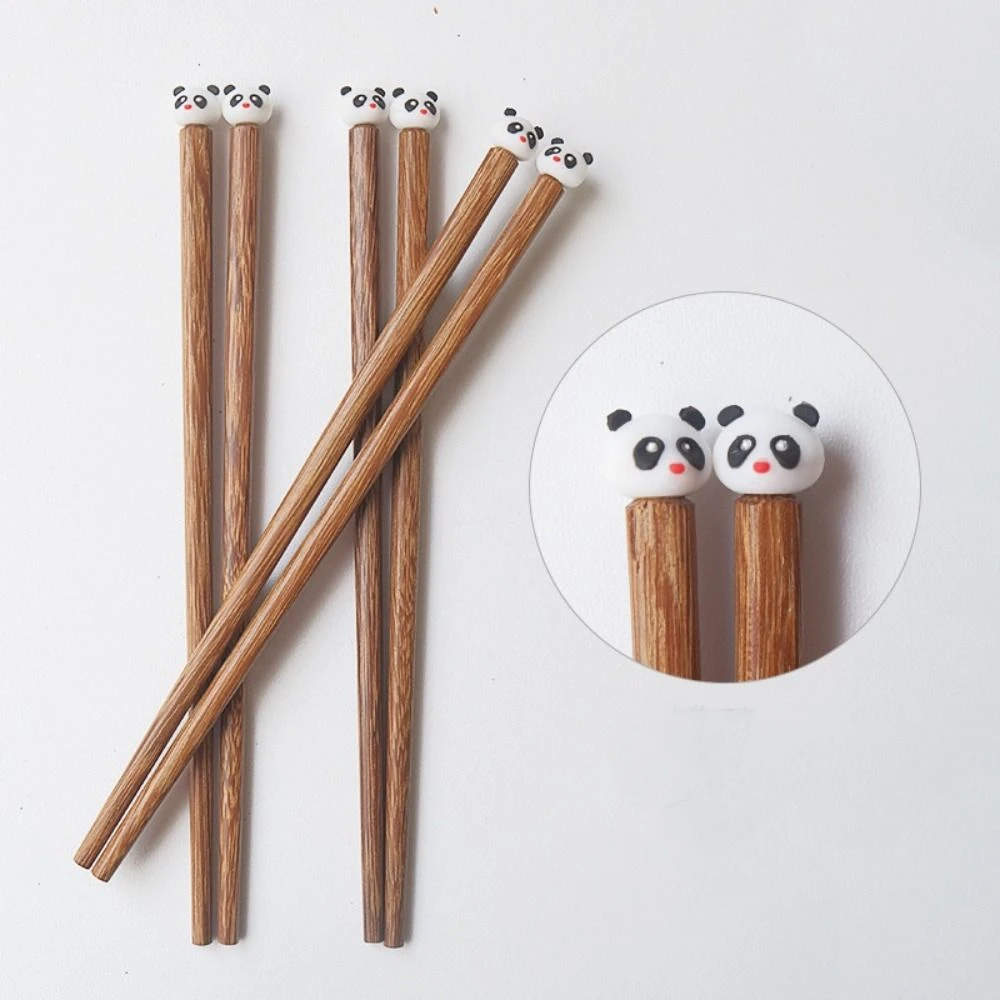 Cute Animals Long Chopstick Elk Bear Panda Anti-slip Hot Pot Use Chopsticks Tableware Wooden Baby Training Chopsticks