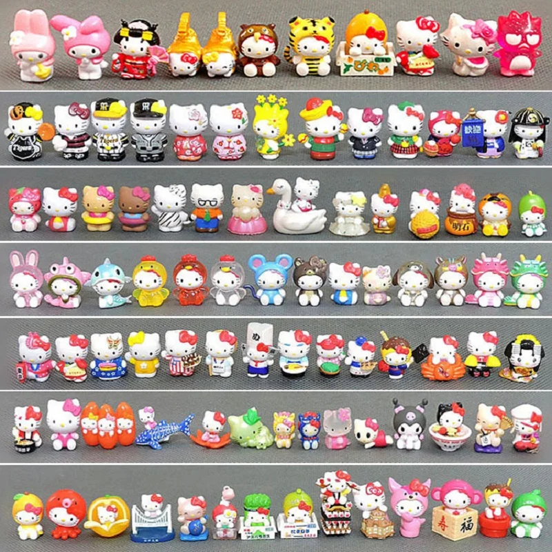 

No Repeats 10/20 Pcs Sanrio Mini Hello Kitty Dolls Figures Cake Decorations For Family Kids Birthday Gift Playing Ornaments Toys