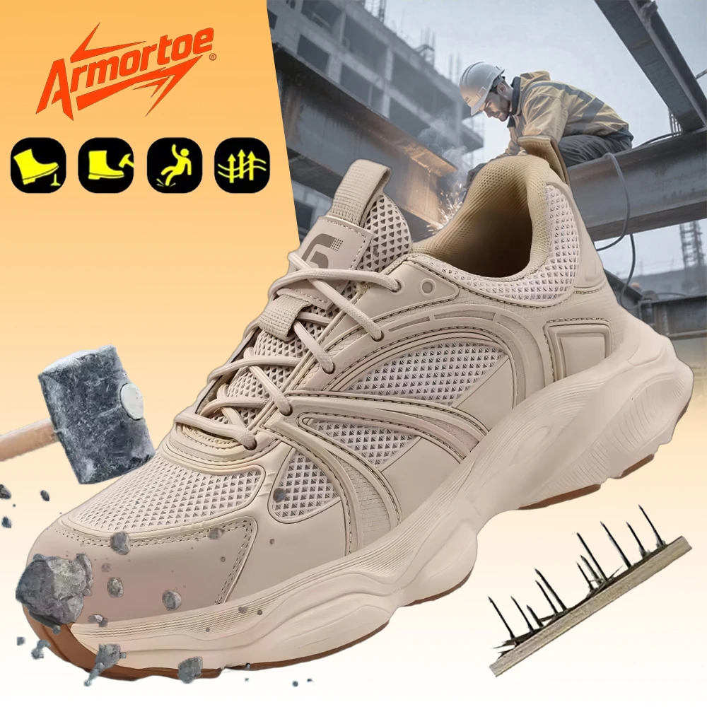 

ArmorToe Four Seasons Steel Head Anti-smash Anti-stabbing Safety Shoes Breathable Wear-resistant Work Shoes Non-slip #Armor2554