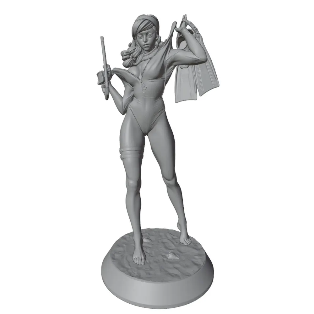 1/24 Room Decoration Items Girl Swimming And Diving 3D Printed Gray Model Figurine DIY Doll Model Unassembled And Unpainted