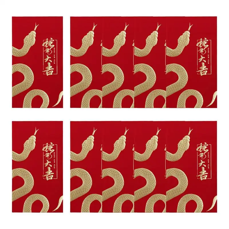 Snake New Year Lucky Money Bag Chinese New Year Red Envelopes 2025 Snake 10X Lunar Hot Stamping Chinese Red Envelopes For Spring