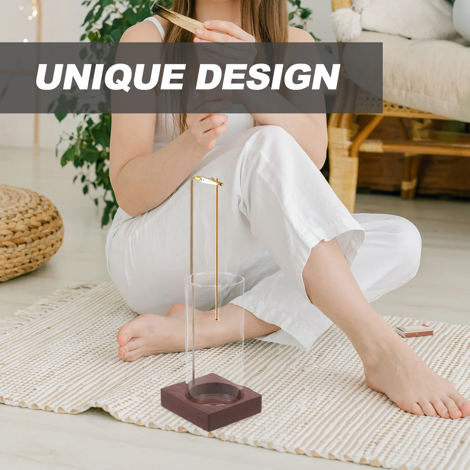 

Fireproof Sandalwood Incense Burner Holder Glass with Clip for Upside Down Stick Burning Home Spa Aromatherapy