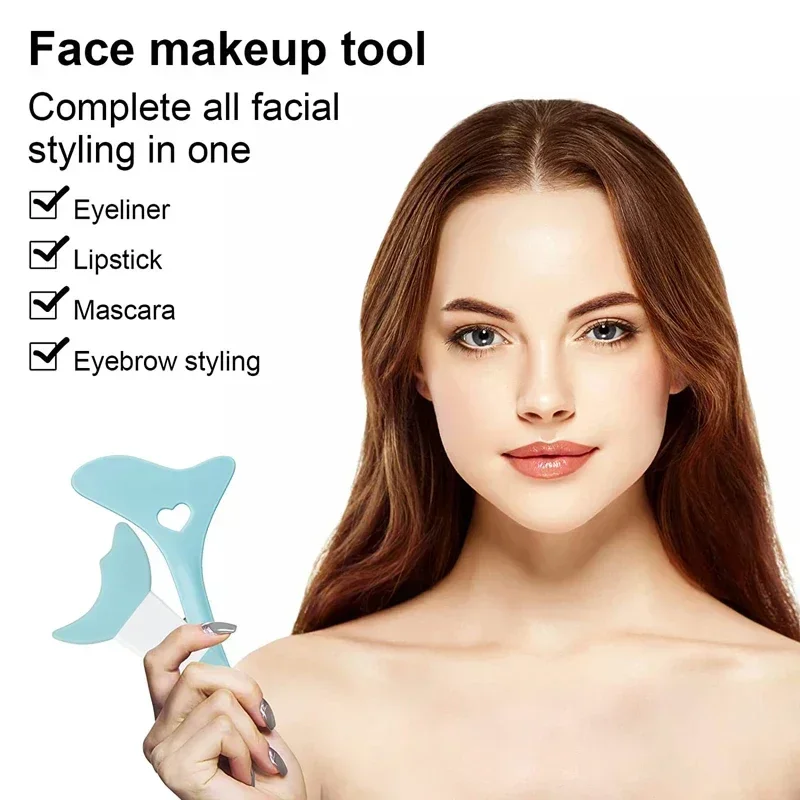 Plantillas de maquillaje de delineador de ojos de silicona, puntas de ala, dibujo de Marscara, lápiz labial, ayuda para usar, aplicador de máscara de crema facial, herramienta de maquillaje de belleza