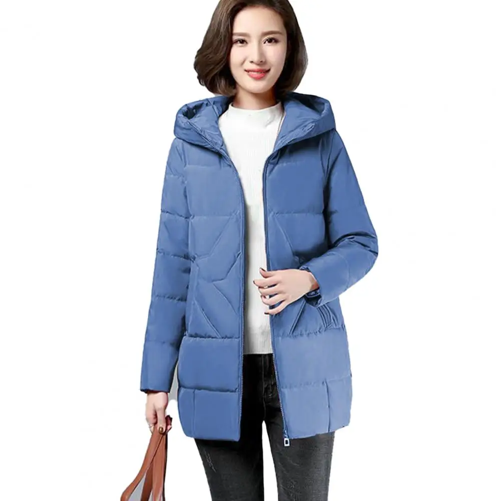 Women Down Coat Solid Color Padded Lady Jacket Thick Warm Long Sleeve Female Outwear Women\'s Clothing