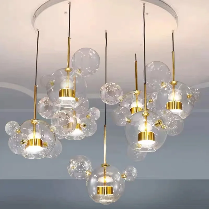 Modern Mickey Round Glass LED Pendant Lights for Living Dining Room Bar Hall Ceiling Chandelier Home Decor Design Lamp Fixture