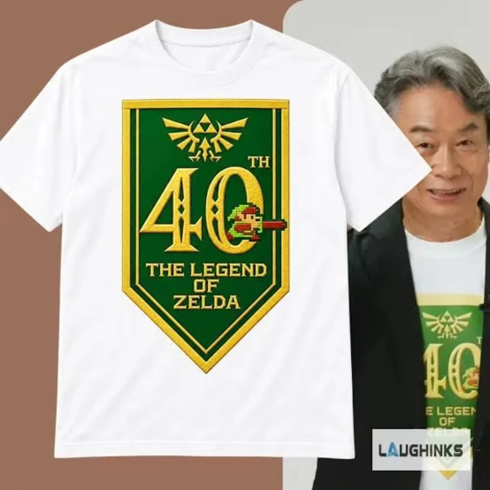 Zelda 40 Anniversary Gold Triforce Link Group Character Graphic T Shirt Men Women Oversized Cotton Short Sleeve Game Fan Tee