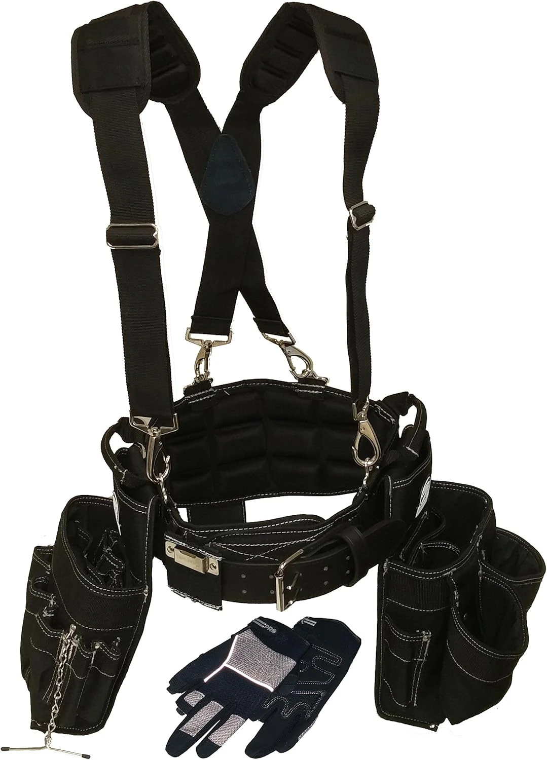 Gatorback Electricians Combo Deluxe Package (Ventilated Back Support Tool Belt Combo, Suspenders, Drill Holster, Gloves). Medium