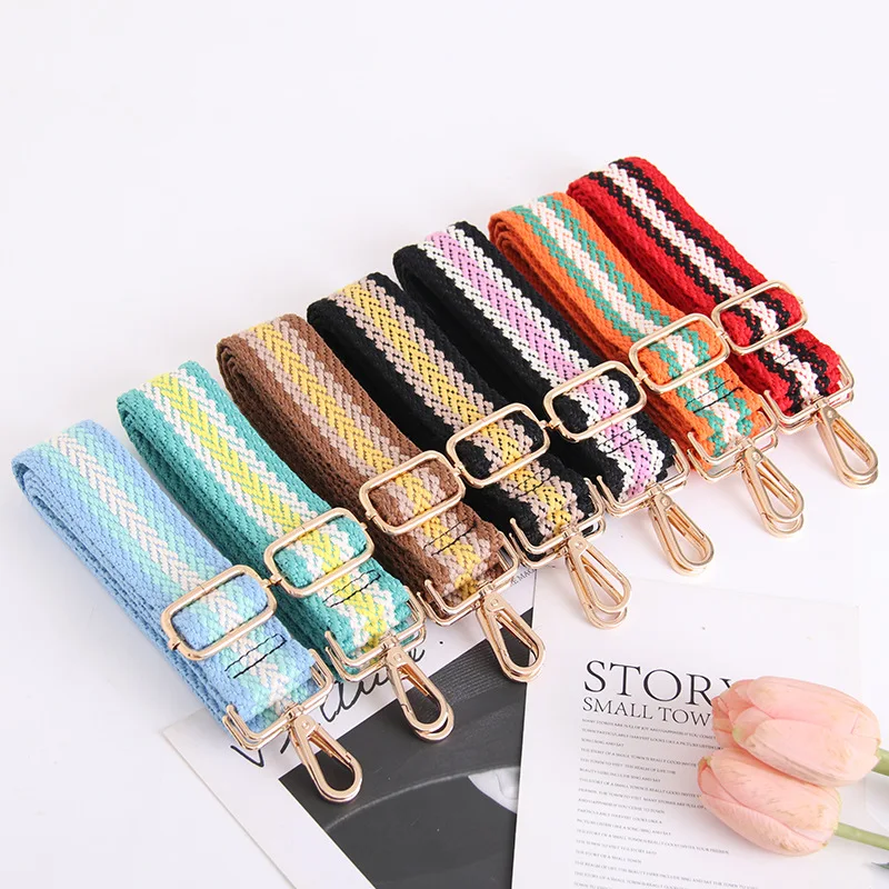 New colored cotton strap bag 숄더스트랩  ручкодержатель на сумку   bag accessories  가방만들기 diy 세트  handbag strap