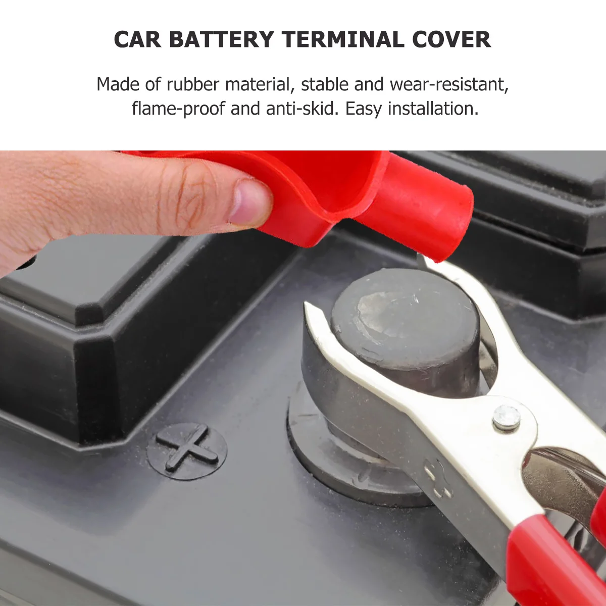 

Terminal Cover Rubber Insulated Flame-Resistant Anti-Skid Protector For Car Motorcycle Truck Red Black