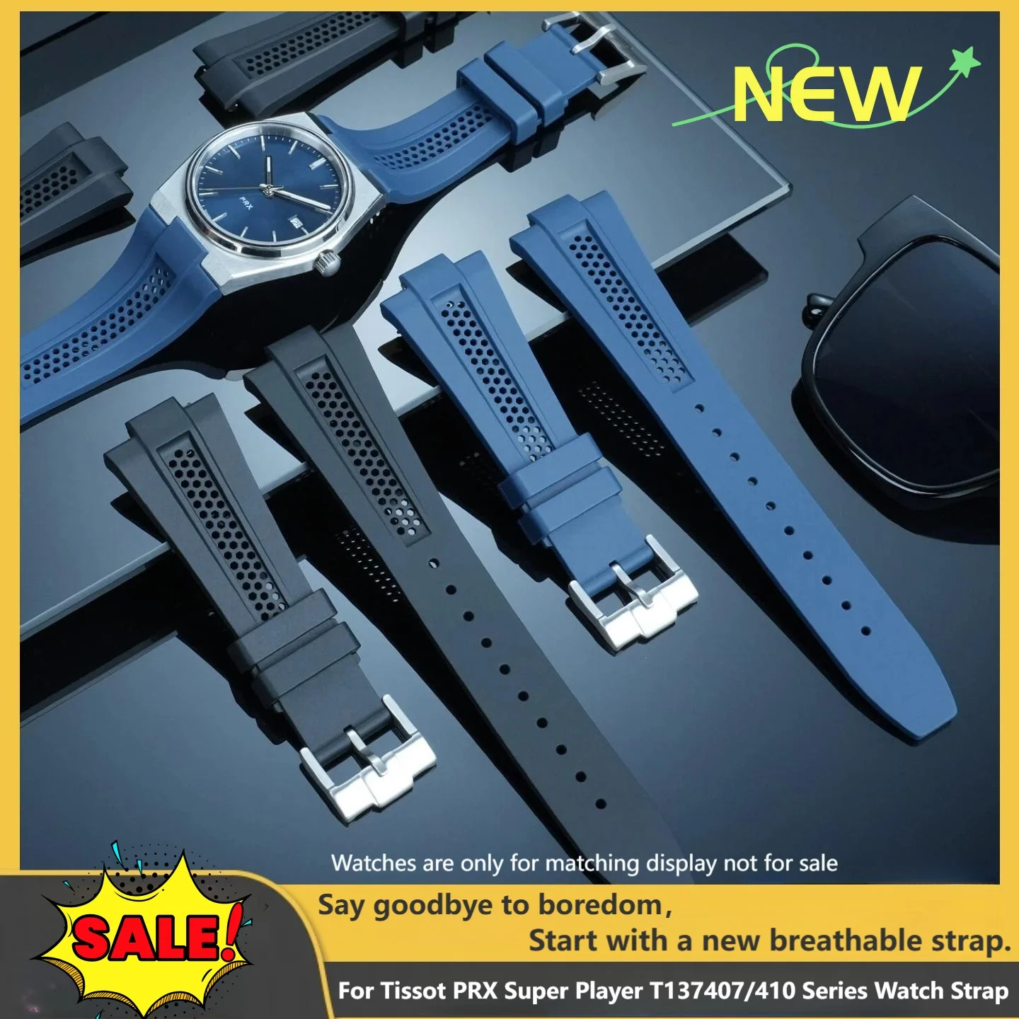 

Ремешок для часов TISSOT 1853 Super Player PRX T137.410A T137.407A, резиновый, 40 мм, для активного отдыха, силиконовый.