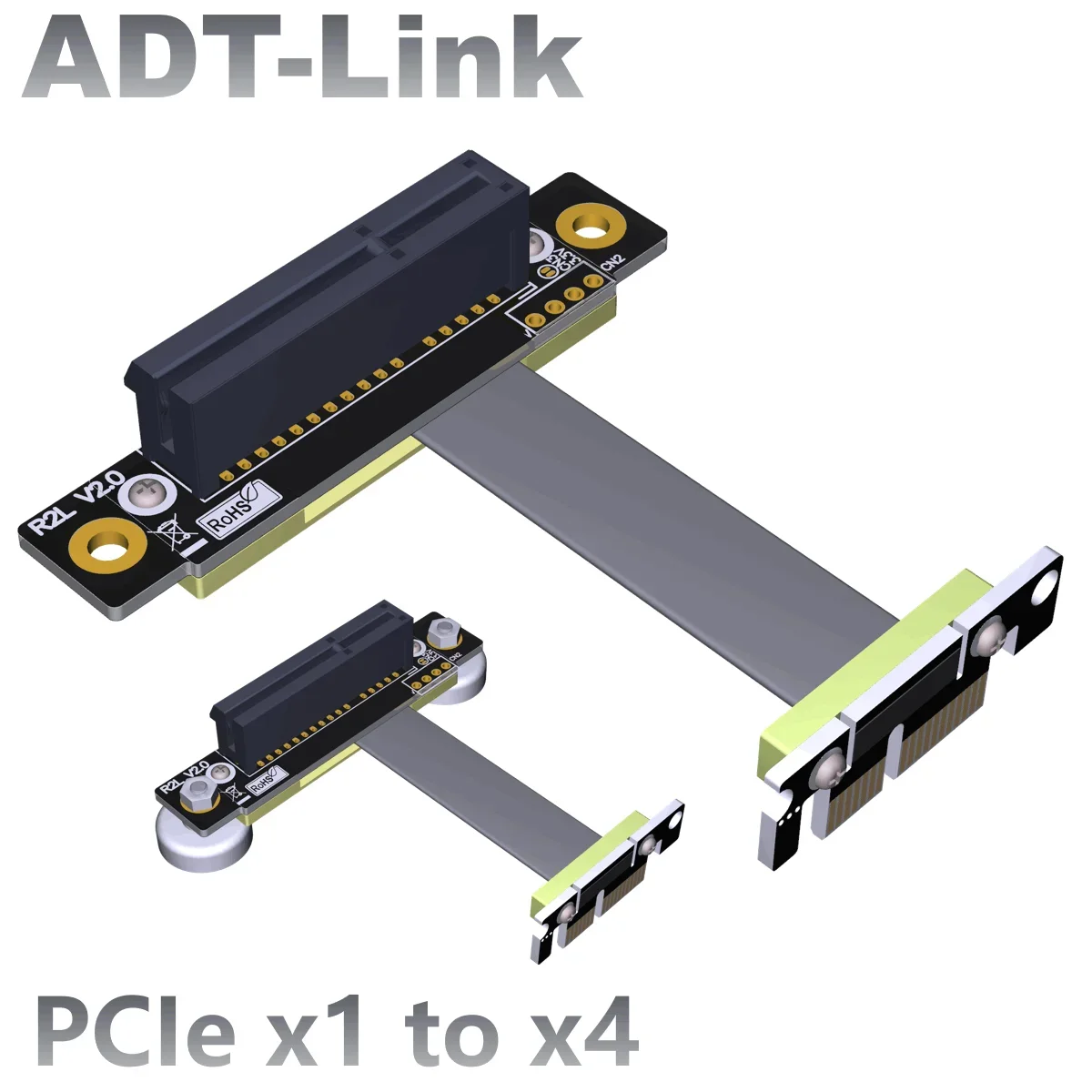 PCIE 1x to 4x PCI-E PCI E Riser PCI Express Riser Card PCIE X1 to X4 Extension Cable Motherboard Extension Double 90° Degree GPU