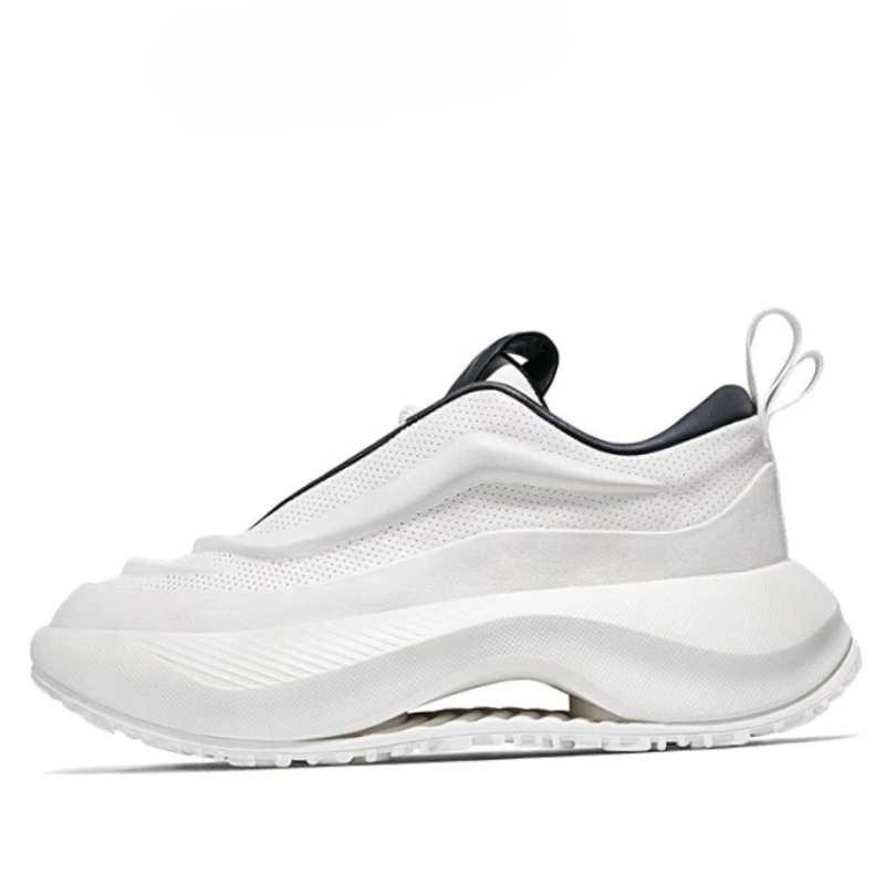 Genuine Leather Breathable Hole White Sports Shoes Men's Height-increasing Shoes Male Casual Sneaker Comfortable Elevator Shoes