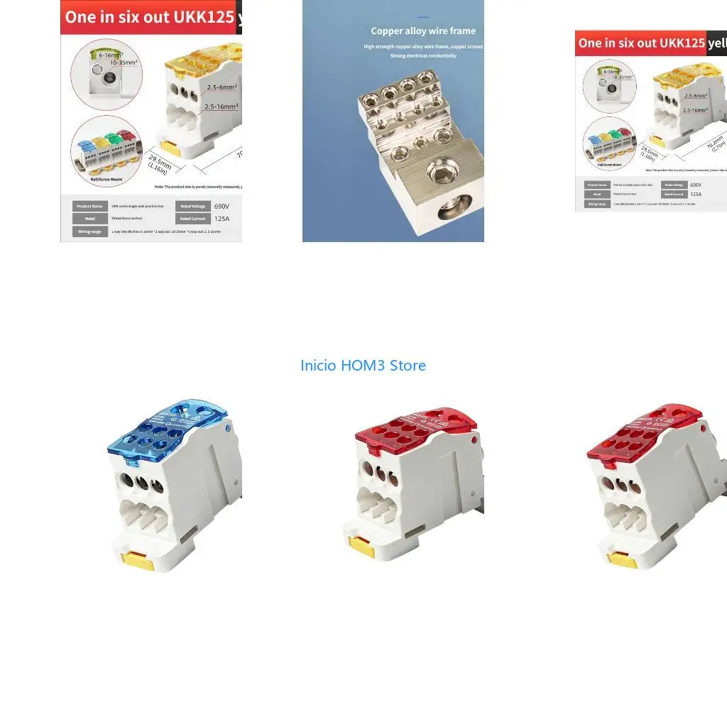 A5YD 125A Electric Split Din Terminals Block Junction Box Single Stage Splitter Box Electrical Wire Connector Easy to Use