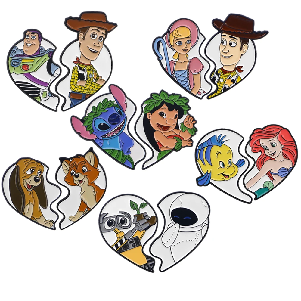 ハート型の漫画の映画のピン,バックパック,衣類のバッジ,エナメルピン,ジュエリーアクセサリー,ブリーフケースのギフト