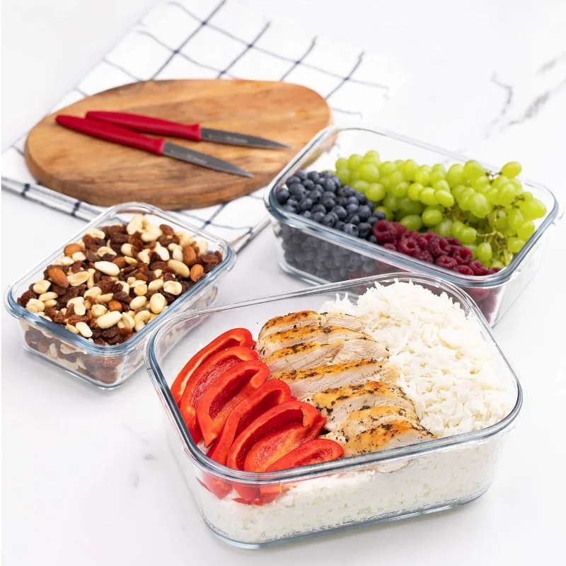 LARGE Glass Containers for Food Storage with Locking Lids Baking Dish Set 3 120 OZ/70 OZ/35 OZ Meal Storing Serving