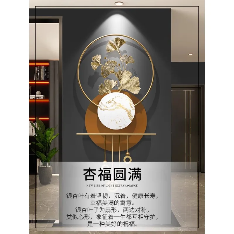 

Home porch Ginkgo biloba metal wall decoration living room TV background wall hanging decoration wooden grille decorative