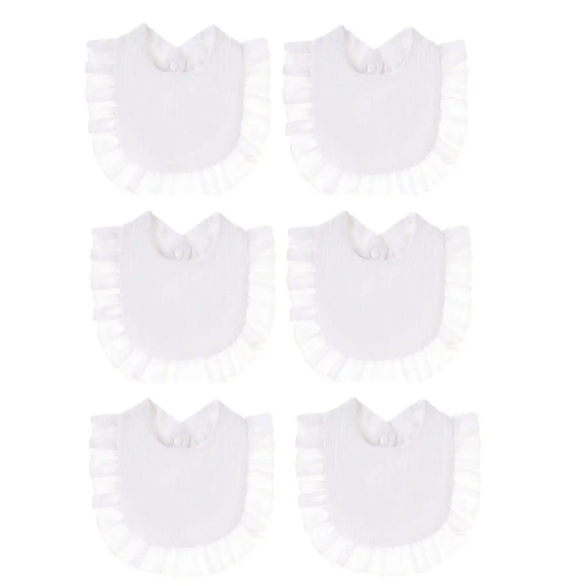 6pcs/Set Solid Color Customize Layers Muslin Cotton Ruffle Baby Bibs