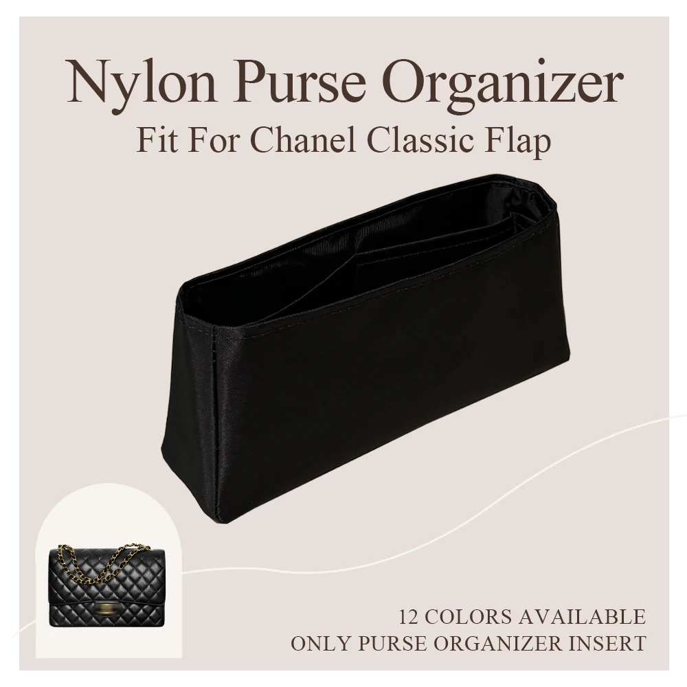 

Nylon Purse Organizer Insert Fit for Chanel Classic Flap Handbag Inside Bag Insert Slim Storage Bag in Bag Organizer Insert