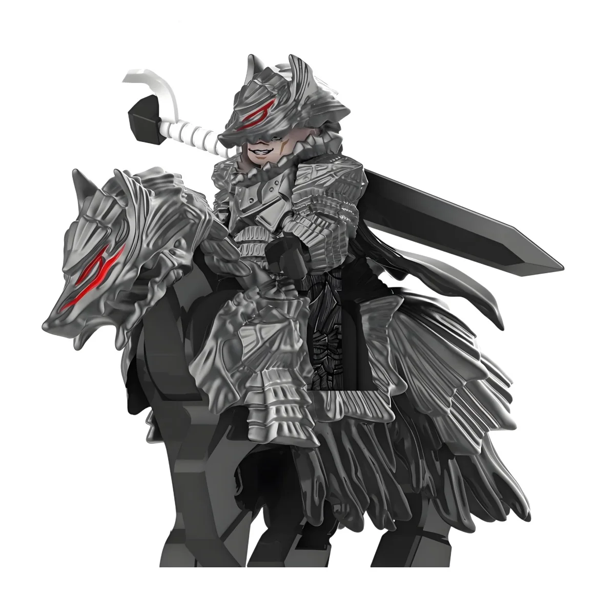 Kriegerwolf Gus, Schwertwind-Legende, Minifigur eines Drittanbieters, kompatibel mit Lego-Waffen, magnetischem Umhang, Reittier und Kriegspferd