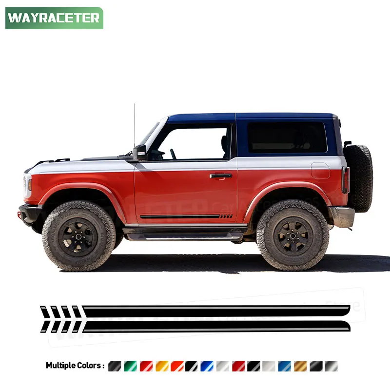 2 Pcs First Edition Door Side Stripes Skirt Sticker Vinyl Decal For Ford Bronco 2-door 2021 2022 2023 2024 2025 Accessories