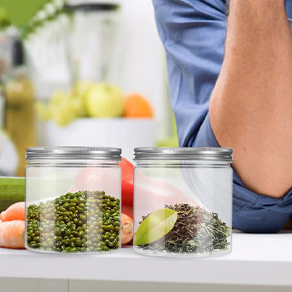 

6pcs Mini Silver Clear Candy Jars With Lids Aluminum Lids Bottles Travel Toiletries Set Reusable Storage Containers