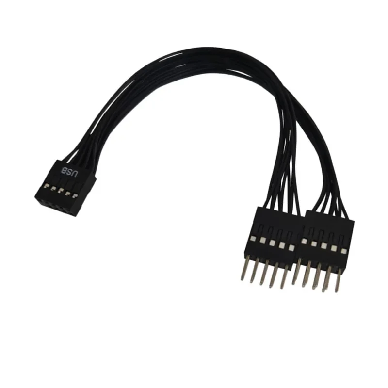 17cm Motherboard USB 2.0 Cable USB2.0 Header Extension Cord 9Pin 1 Female to 2 Male Y Splitter Adapter Shielded Cable