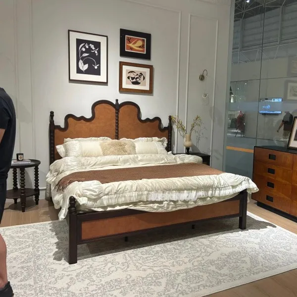 غرفة نوم فرنسية كلاسيكية بتصميم عتيق مزدوج على شكل فراشة إبداعية بطول 1.8 متر، سرير زفاف الأميرة