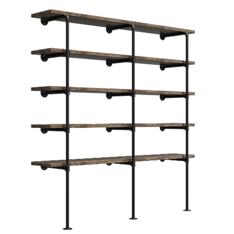 Industrial Retro Wall Mounted Iron Pipe Rack, DIY Open Bookshelf, Hanger, Home Renovation Kitchen Rack, Tool Utility Rack, Offic