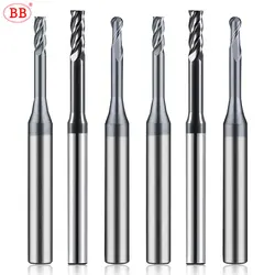 BB Micro End Mill Mini Flat Ball Nose Milling Cutter 2F CNC Precision Machining Steel Metal 0.1mm 0.9mm