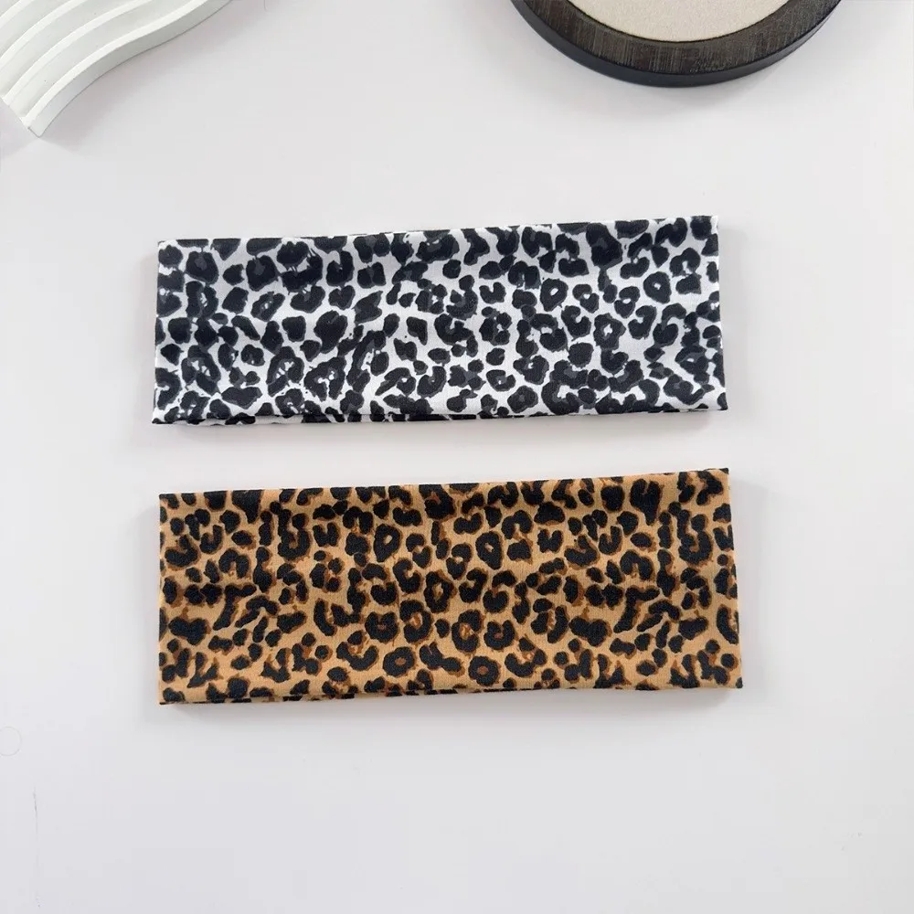 New High Elasticity Leopard Print Headband Wide-brimmed Sweat Absorbing Yoga Headband Breathable Wide Brim Headband Sports
