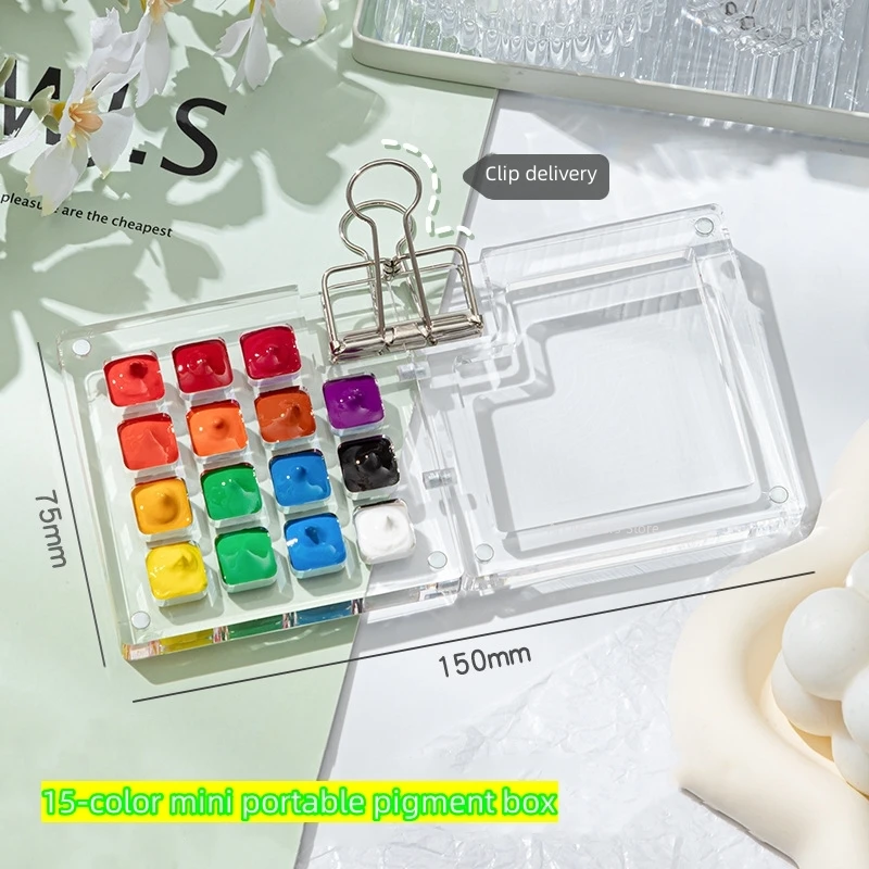 18/15 Style Color Box Mini Watercolor Pigment Packaging Box Acrylic Material Exquisite and Compact Portable and Portable