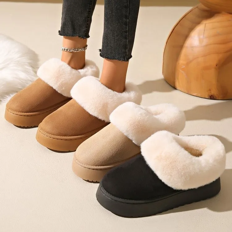 New Winter Home Slippers Full Coverage Heel Couple Style Indoor Outdoor Warm Cotton Shoes Women's Slip-On Plaid Sandals