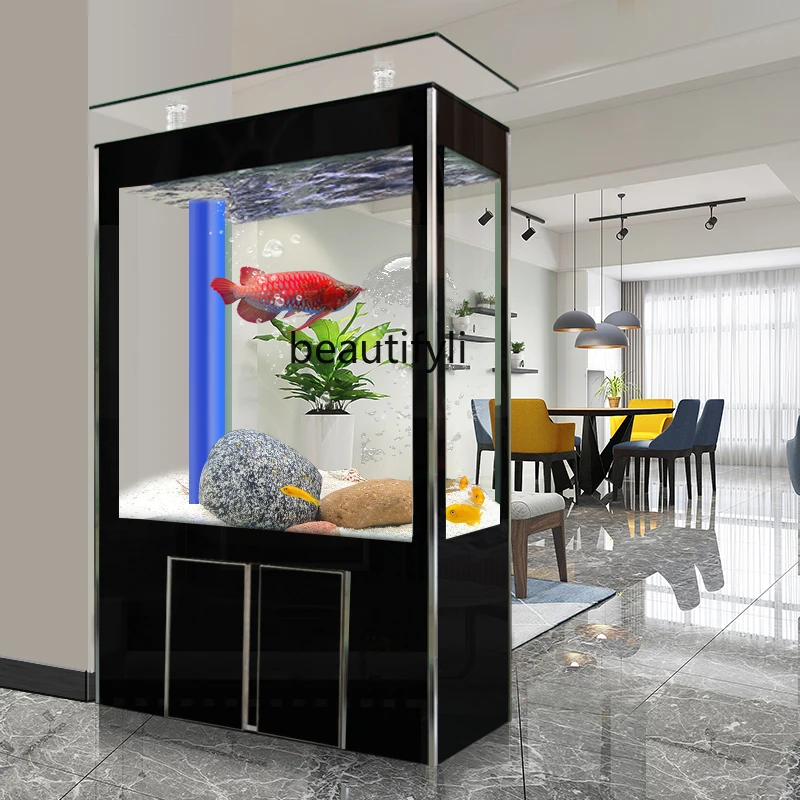 Household Fish Tank Living Room Small Glass Floor Smart Lazy Change Water Fish Globe Aquarium