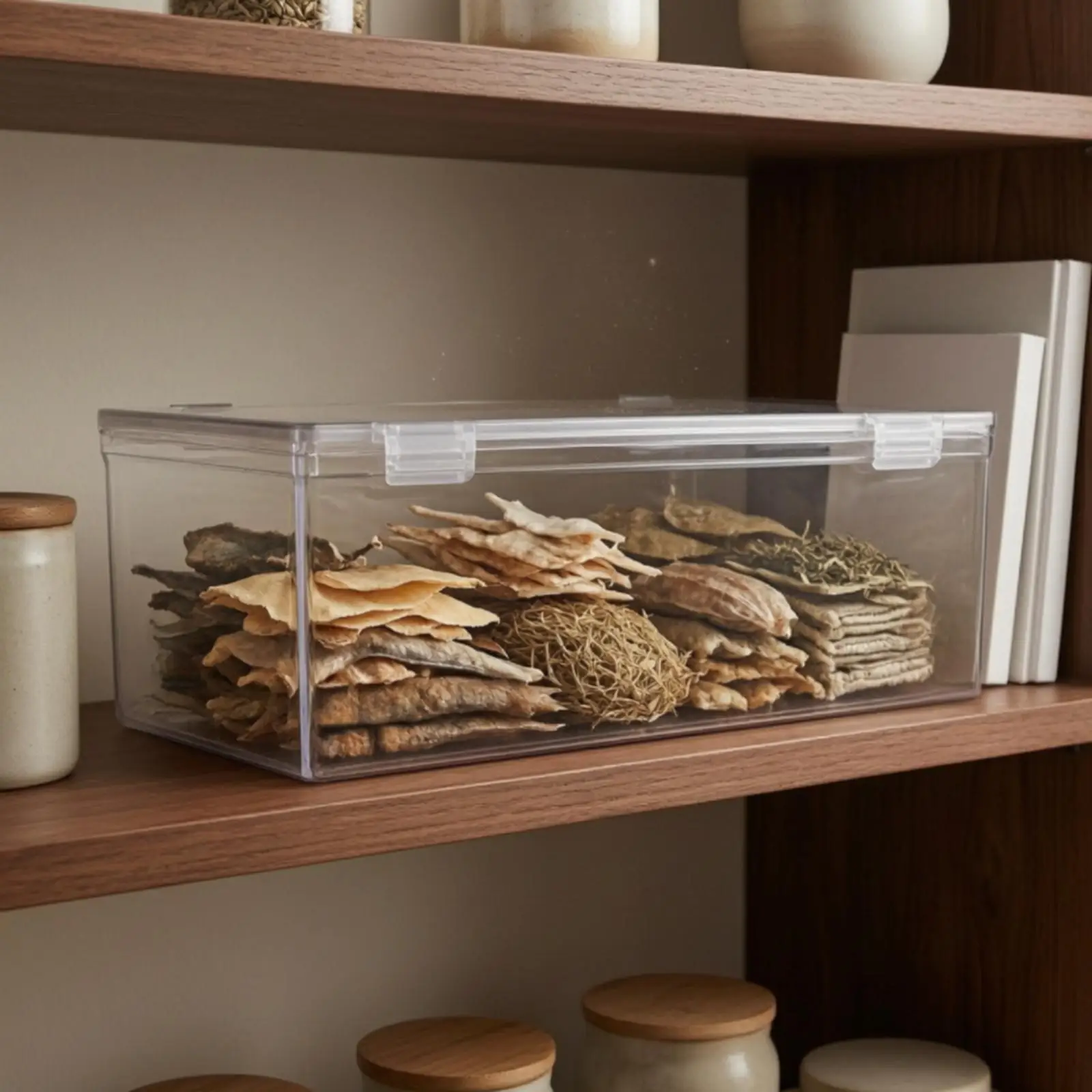 Leakproof Sealed Storage Container Clear PC Plastic Box with Latch for Kitchen Countertop Dry Food